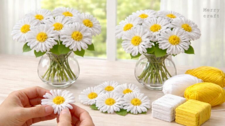 Une idée toute simple pour transformer de la laine en fleurs magnifiques…
