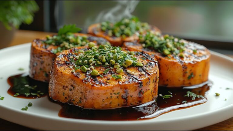10 délicieuses médaillons de patate douce au pistache et glaçage balsamique à l&rsquo;orange !