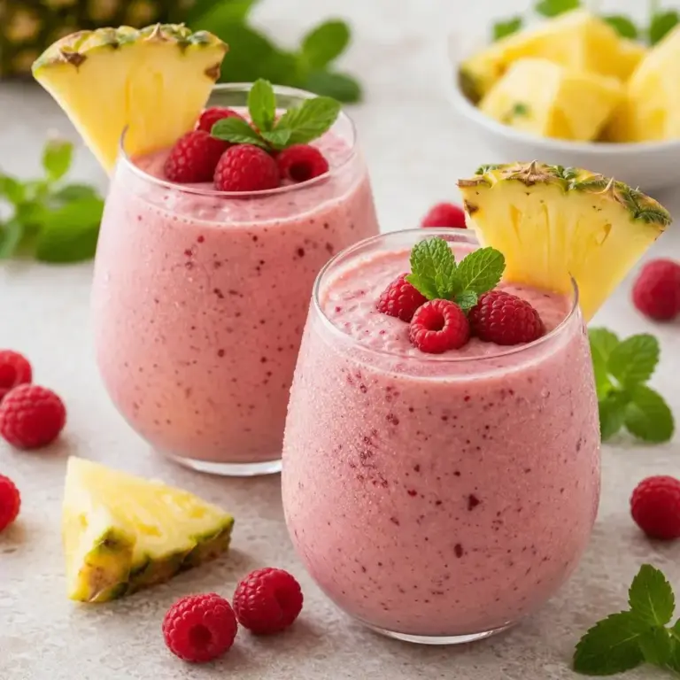 Milk-shake à la Fraise et à l&rsquo;Ananas avec Crème de Coco facile et rapide