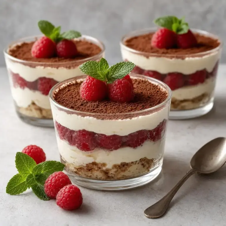 Tiramisu gourmand aux framboises et mascarpone en verrine